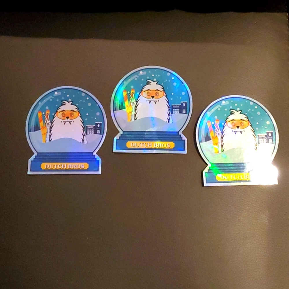 3 Snow Globe Dutch Bros stickers